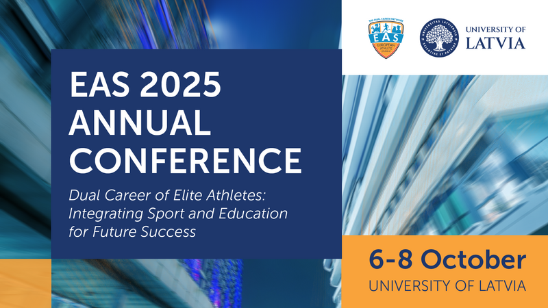 Promotional banner for the EAS 2025 Annual Conference. Includes logos of EAS and the University of Latvia, with a dynamic abstract background.